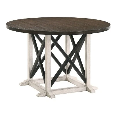 5pc Piker Round Dining Set Dark Walnut/Antique White - HOMES: Inside + Out 4 5pc Piker Round Dining Set Dark Walnut/Antique White - HOMES: Inside + Out - Image 2