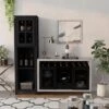 2pc Torrey Multi Storage Buffet And Bar Tower Set Black/Cement - HOMES: Inside + Out -HOMES: Inside + Out GUEST 5455847f 0c33 45fd 9b9a 99452f9d436e