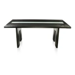 7pc Stevenson Glass Insert Open Shelf W/Led Lights Dining Table Set Black - HOMES: Inside + Out -HOMES: Inside + Out GUEST 56180ad8 1b23 414c 865f 728419c865cc