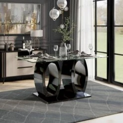Spearelton Double Oval Pedestal Dining Table Black - HOMES: Inside + Out 8 Spearelton Double Oval Pedestal Dining Table Black - HOMES: Inside + Out -HOMES: Inside + Out GUEST 57142b1c df55 46c8 9800 be44262134f9