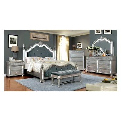 King Eastern Divito Traditional Mirror Trim Bed Silver - HOMES: Inside + Out 4 King Eastern Divito Traditional Mirror Trim Bed Silver - HOMES: Inside + Out - Image 2