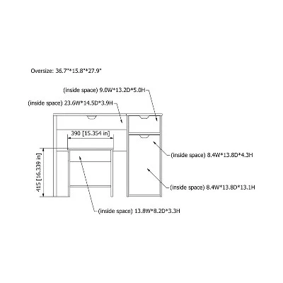 Lena 3 Drawer Vanity Set Dark Walnut - HOMES: Inside + Out 5 Lena 3 Drawer Vanity Set Dark Walnut - HOMES: Inside + Out - Image 3