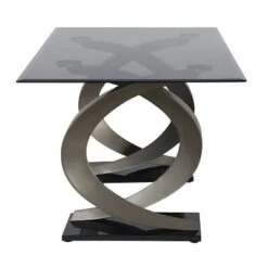 58" Gleneagles Modern Rectangle Glass Top Dining Table Gray/Champagne/Black - HOMES: Inside + Out -HOMES: Inside + Out GUEST 5e2d1a5e 7be8 4601 8a0b 400383e3603e