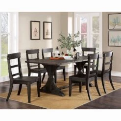 7pc Strasbourg Rustic Dining Table Set Antique Black - HOMES: Inside + Out