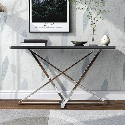 Drubeck Mirrored Rectangle Sofa Table Chrome - HOMES: Inside + Out 4 Drubeck Mirrored Rectangle Sofa Table Chrome - HOMES: Inside + Out - Image 2