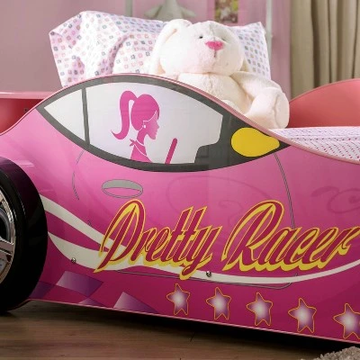 Twin Naglin Racing Car Bed With Led Headlight Pink - HOMES: Inside + Out 5 Twin Naglin Racing Car Bed With Led Headlight Pink - HOMES: Inside + Out - Image 3