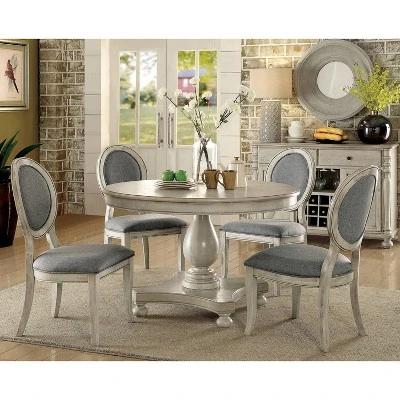 5pc Gordon Transitional Round Dining Set Antique White/Gray - HOMES: Inside + Out 3 5pc Gordon Transitional Round Dining Set Antique White/Gray - HOMES: Inside + Out