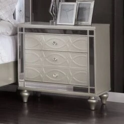 La Mesa 3 Drawer Glam Nightstand Silver - HOMES: Inside + Out