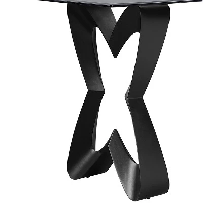 58" Poppy Hill Modern Rectangle Glass Top Dining Table Black/Gray - HOMES: Inside + Out 9 58" Poppy Hill Modern Rectangle Glass Top Dining Table Black/Gray - HOMES: Inside + Out - Image 7