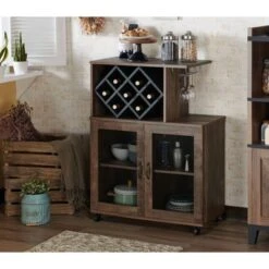 Morse Farmhouse Mobile Wine Cabinet Reclaimed Oak - HOMES: Inside + Out -HOMES: Inside + Out GUEST 67fe783f 889b 4160 9e64 3e04bebd083a