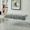 42" Korbin Faux Fur Like Glam Bench Gray - HOMES: Inside + Out -HOMES: Inside + Out GUEST 6976c28b bdb1 47f8 8637 e64fcf6d1d46