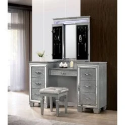 2pc Mallery Vanity Set With Stool Silver - HOMES: Inside + Out -HOMES: Inside + Out GUEST 69d228ee f11a 4910 b1ae 020b1005486c