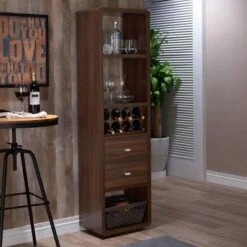 Iohomes Sierri Contemporary Wine Cabinet Dark Walnut - HOMES: Inside + Out