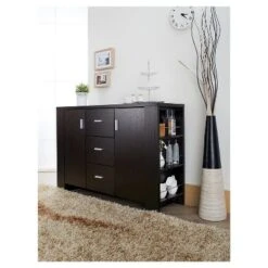 Inger Modern Buffet W/Side Shelves Espresso - HOMES: Inside + Out -HOMES: Inside + Out GUEST 6ff69126 7f02 4093 9f25 1367ed58be56