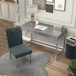 2pc Singger Writing Desk With Chair Gray - HOMES: Inside + Out -HOMES: Inside + Out GUEST 71150932 5aab 46fc 8938 81ddac3b805e