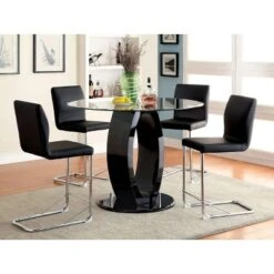 5pc Spearelton Oval Pedestal Round Dining Table Set Black - HOMES: Inside + Out