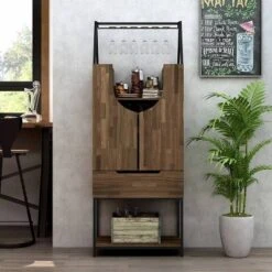 Meluse Multi Storage Wine Cabinet Light Hickory - HOMES: Inside + Out