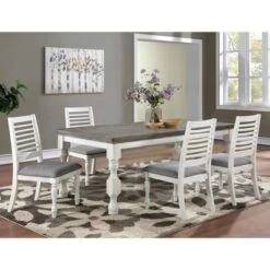 5pc Cambrien Rustic Farmhouse Dining Set Antique White/Gray - HOMES: Inside + Out