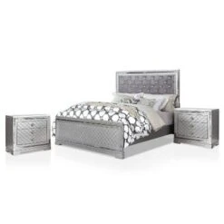 3pc Tenaya Bed With 2 Nightstands Set Silver/Gray - HOMES: Inside + Out -HOMES: Inside + Out GUEST 78023d2a d52f 496e bf22 69b9ec721854