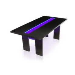 7pc Stevenson Glass Insert Open Shelf W/Led Lights Dining Table Set Black - HOMES: Inside + Out -HOMES: Inside + Out GUEST 7f0d2339 2ed9 4d4e 9497 28c297fa559d