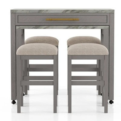 5pc Gardenside Expandable Counter Height Dining Table Set White/Light Gray/Beige - HOMES: Inside + Out 5 5pc Gardenside Expandable Counter Height Dining Table Set White/Light Gray/Beige - HOMES: Inside + Out - Image 3