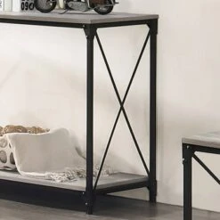 Rosslea Lower Shelf Sofa Table Black/Gray - HOMES: Inside + Out -HOMES: Inside + Out GUEST 828810a4 6f84 4b13 a4d8 51e53e341343