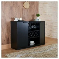 Rosio Transitional Criss Cross Wine Storage Dining Buffet Black - HOMES: Inside + Out -HOMES: Inside + Out GUEST 83a61cc8 0032 425c 94be 85dd2c4b2896