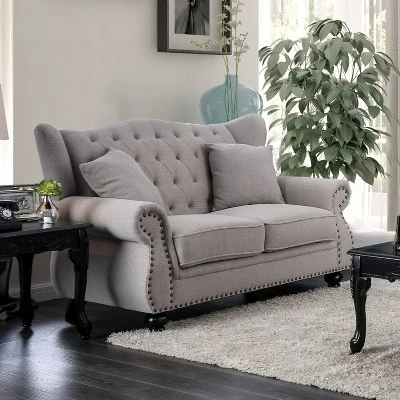 Irving Tufted Loveseat Light Gray - HOMES: Inside + Out 4 Irving Tufted Loveseat Light Gray - HOMES: Inside + Out - Image 2