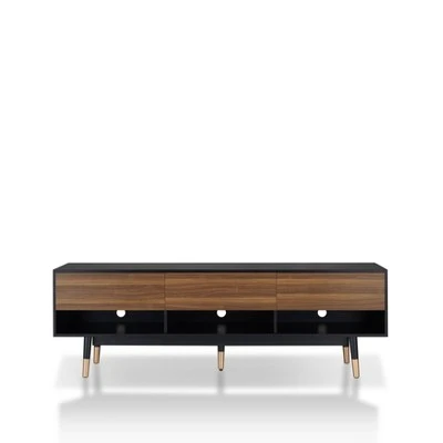 Vanore Mid-Century 3 Drawer TV Stand For TVs Up To 80" Black - HOMES: Inside + Out 6 Vanore Mid-Century 3 Drawer TV Stand For TVs Up To 80" Black - HOMES: Inside + Out - Image 4