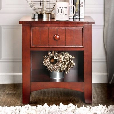 Mereu 1 Drawer Nightstand Cherry - HOMES: Inside + Out 3 Mereu 1 Drawer Nightstand Cherry - HOMES: Inside + Out