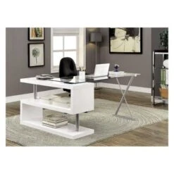 Nagini Swivel Computer Desk Glossy White - HOMES: Inside + Out