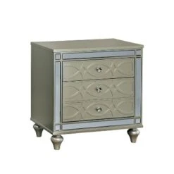 La Mesa 3 Drawer Glam Nightstand Silver - HOMES: Inside + Out -HOMES: Inside + Out GUEST 8bf1c2ed b884 4237 b3f0 5641c3cbaeb0