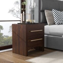 Melonnes Transitional 2 Drawer Nightstand Walnut - HOMES: Inside + Out