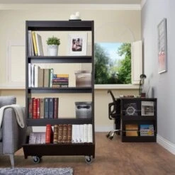 66.15" Brunetti Mobile Bookcase Espresso - HOMES: Inside + Out -HOMES: Inside + Out GUEST 8e536594 115e 40bb 9adb 3d4a24ab7017