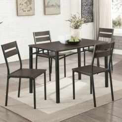5pc Malsbary Industrial Dining Table Set Antique Brown - HOMES: Inside + Out