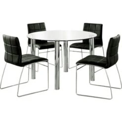 Aneston Glass Top Chrome Leg Round Dining Table Chrome - HOMES: Inside + Out