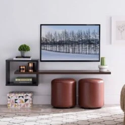 Silverada 3 Shelves Floating Console Fits Tv's Up To 65" - HOMES: Inside + Out