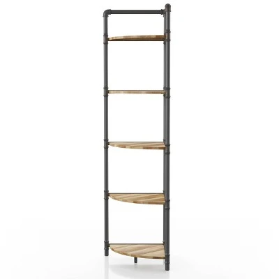 63.75" Beeme 5 Tier Corner Bookshelf Sand Black/Light Pure Copper - HOMES: Inside + Out 4 63.75" Beeme 5 Tier Corner Bookshelf Sand Black/Light Pure Copper - HOMES: Inside + Out - Image 2