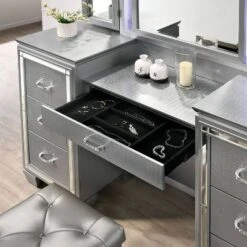 2pc Mallery Vanity Set With Stool Silver - HOMES: Inside + Out -HOMES: Inside + Out GUEST 9d2b5304 3090 4636 b1a3 0c8a86c1e07b