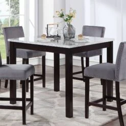 42" Brook Square Counter Height Dining Table With Faux Marble Top Espresso - HOMES: Inside + Out