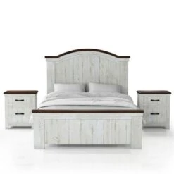 3pc Willow Rustic Bedroom Set With 2 Nightstands Distressed White/Walnut - HOMES: Inside + Out -HOMES: Inside + Out GUEST 9f0f4443 b3a9 4d75 9ed5 43419b4e2371