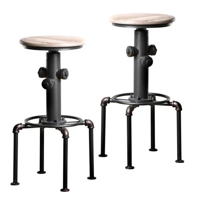 3pc Regalla Industrial Bar Height Dining Table Set Antique Black/Natural Tone - HOMES: Inside + Out 8 3pc Regalla Industrial Bar Height Dining Table Set Antique Black/Natural Tone - HOMES: Inside + Out - Image 6