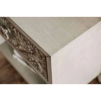 Del Grande USB Outlet Nightstand Antique White/Beige - HOMES: Inside + Out 4 Del Grande USB Outlet Nightstand Antique White/Beige - HOMES: Inside + Out - Image 2