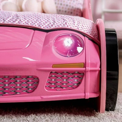 Twin Naglin Racing Car Bed With Led Headlight Pink - HOMES: Inside + Out 8 Twin Naglin Racing Car Bed With Led Headlight Pink - HOMES: Inside + Out - Image 6