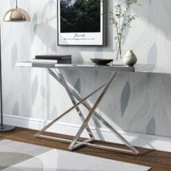 Drubeck Mirrored Rectangle Sofa Table Chrome - HOMES: Inside + Out