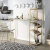 Bennis Bar Table With Wine Shelves High Gloss White/Gold Coated - HOMES: Inside + Out