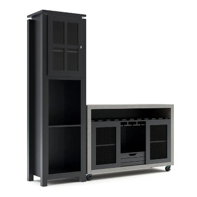 2pc Torrey Multi Storage Buffet And Bar Tower Set Black/Cement - HOMES: Inside + Out 4 2pc Torrey Multi Storage Buffet And Bar Tower Set Black/Cement - HOMES: Inside + Out - Image 2