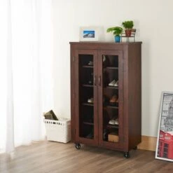 Mayab Industrial 5 Shelves Mobile Cabinet Vintage Walnut - HOMES: Inside + Out