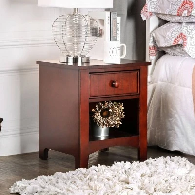Mereu 1 Drawer Nightstand Cherry - HOMES: Inside + Out 4 Mereu 1 Drawer Nightstand Cherry - HOMES: Inside + Out - Image 2