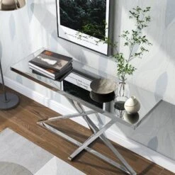 Drubeck Mirrored Rectangle Sofa Table Chrome - HOMES: Inside + Out 9 Drubeck Mirrored Rectangle Sofa Table Chrome - HOMES: Inside + Out -HOMES: Inside + Out GUEST c24770fb e647 457d b523 9b7ec5bffe9f